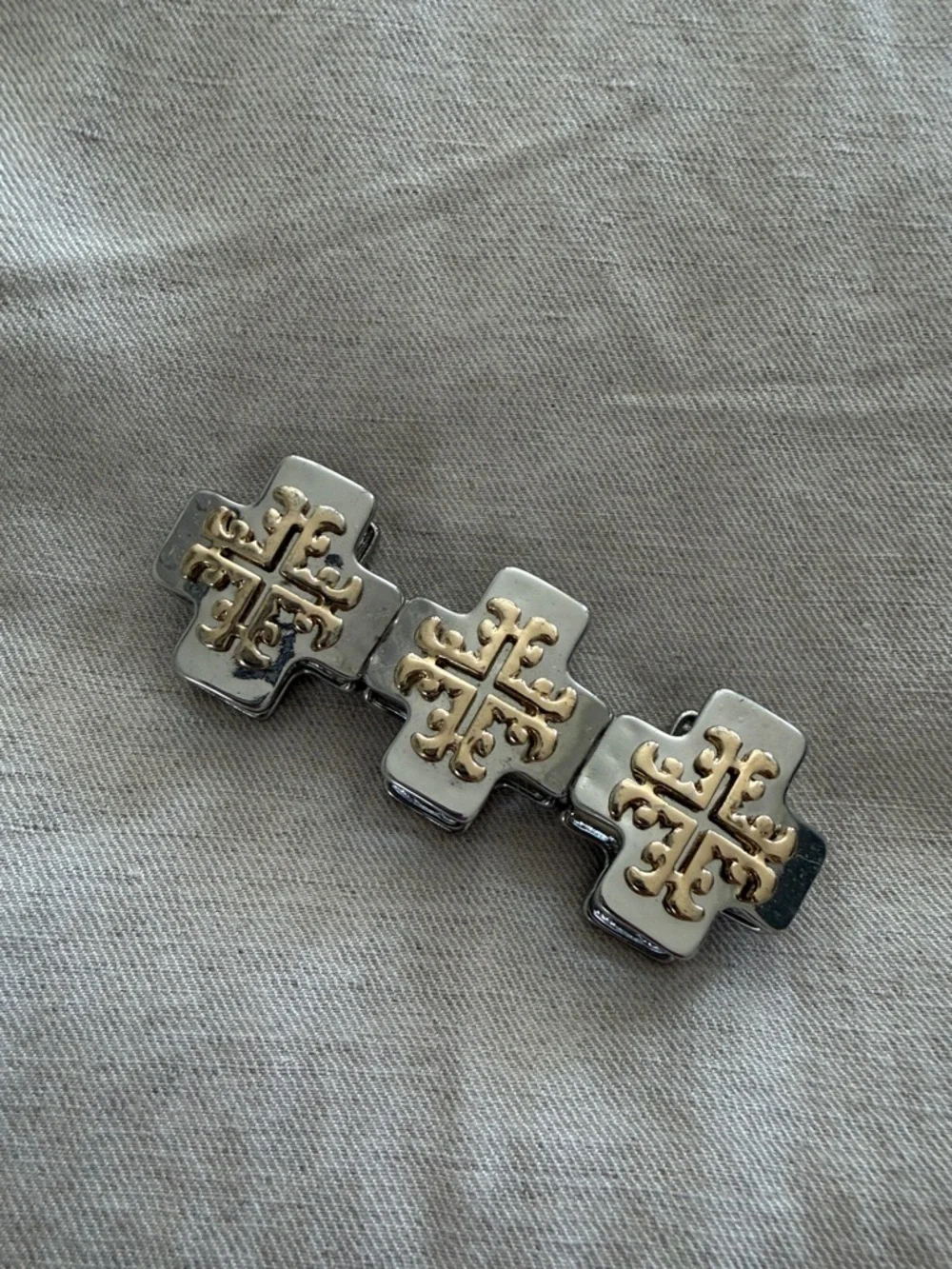 Gold/Silver Tone -Tory Burch costume jewelry 3 piece set. 2 bracelets/1 necklace - Picture 2 of 9